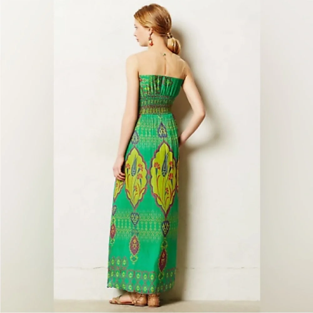 HEMANT & NANDITA Green and Yellow Printed Maxi Dress - Picture 2 of 13
